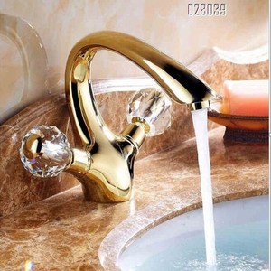 modern bathroom faucet Zirconium gold tap double handle crystal basin faucet