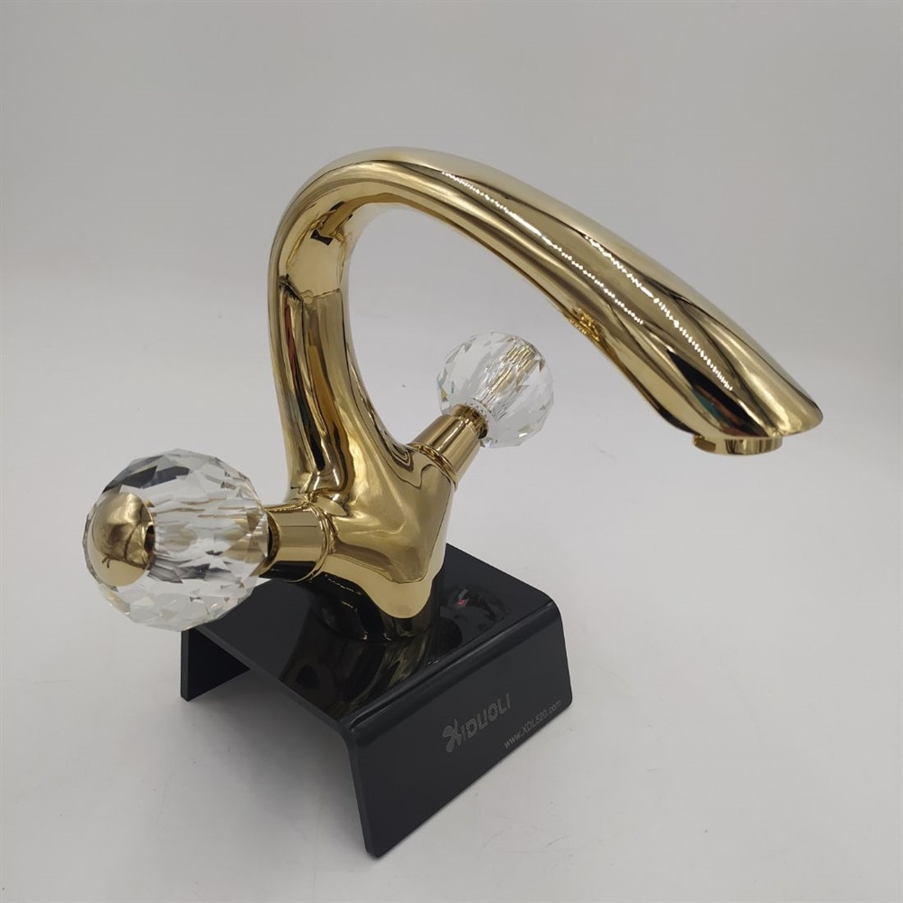 modern bathroom faucet Zirconium gold tap double handle crystal basin faucet