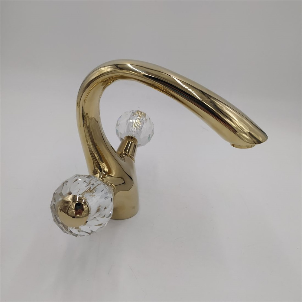 modern bathroom faucet Zirconium gold tap double handle crystal basin faucet