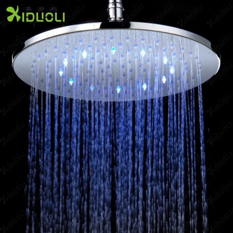 square temperature control three color LED shower head light up shower head