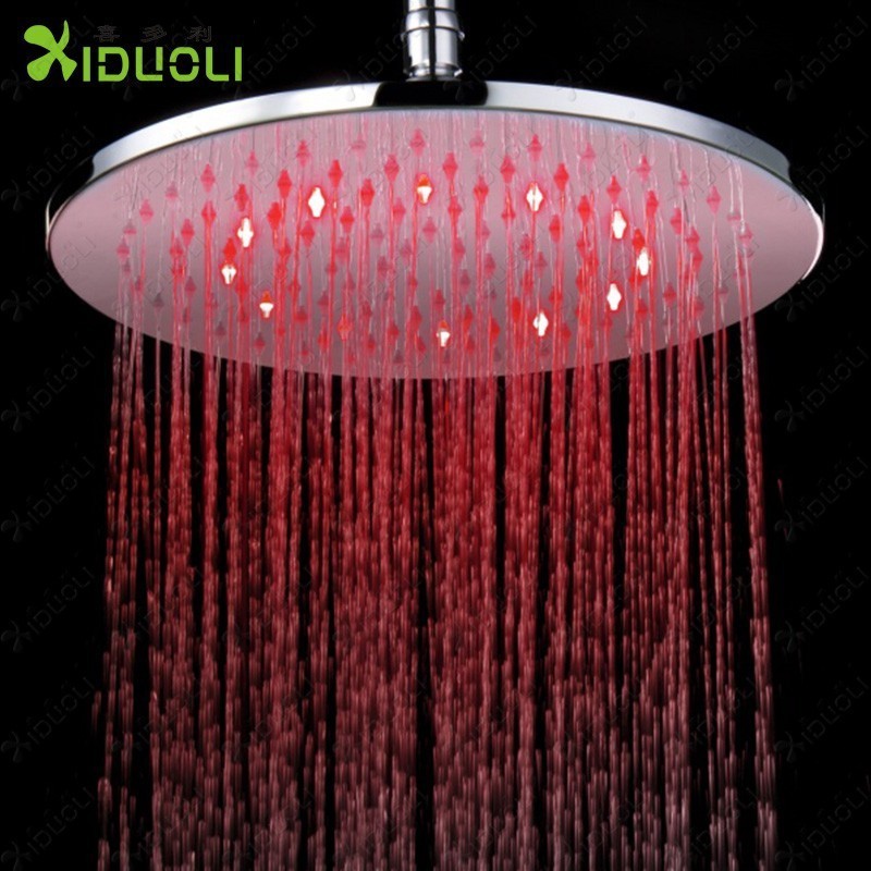 square temperature control three color LED shower head light up shower head