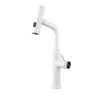 White color kitchen faucet with 2 ways sprayer pull out flexible hose