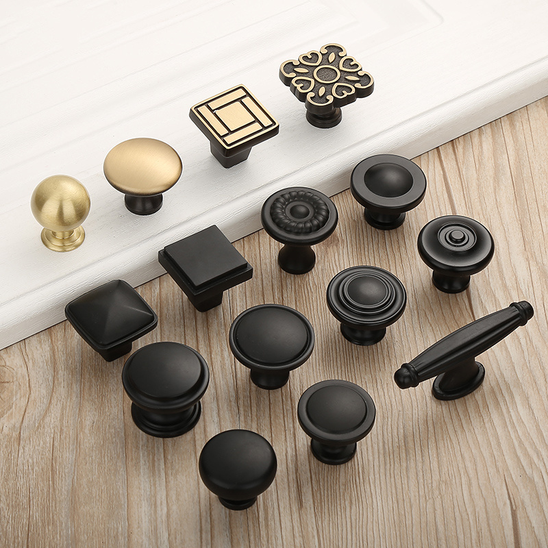 Antique Black Round Brass Door Handle Cabinet knob Wardrobe Kitchen handles and knobs Drawer pulls