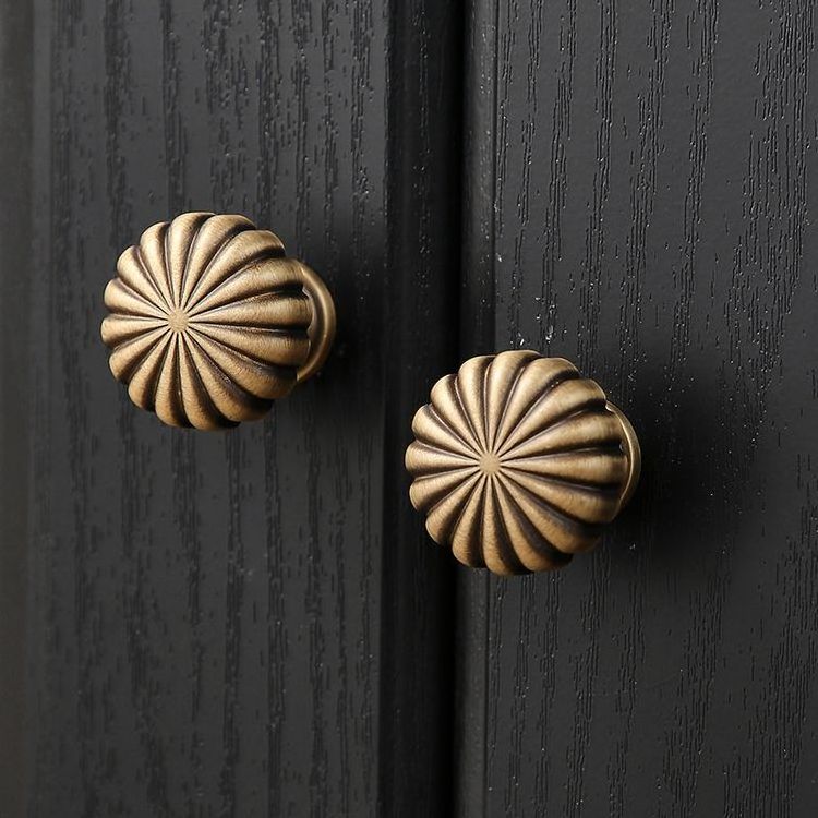 Pumpkin Bronze Brass Kitchen Cabinet Pulls Wardrobe Handle Drawer Hardware Furniture Knobs