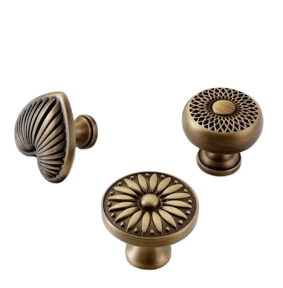 Hot sale antique solid brass furniture kitchen cabinet knobs wardrobe handle drawer pulls