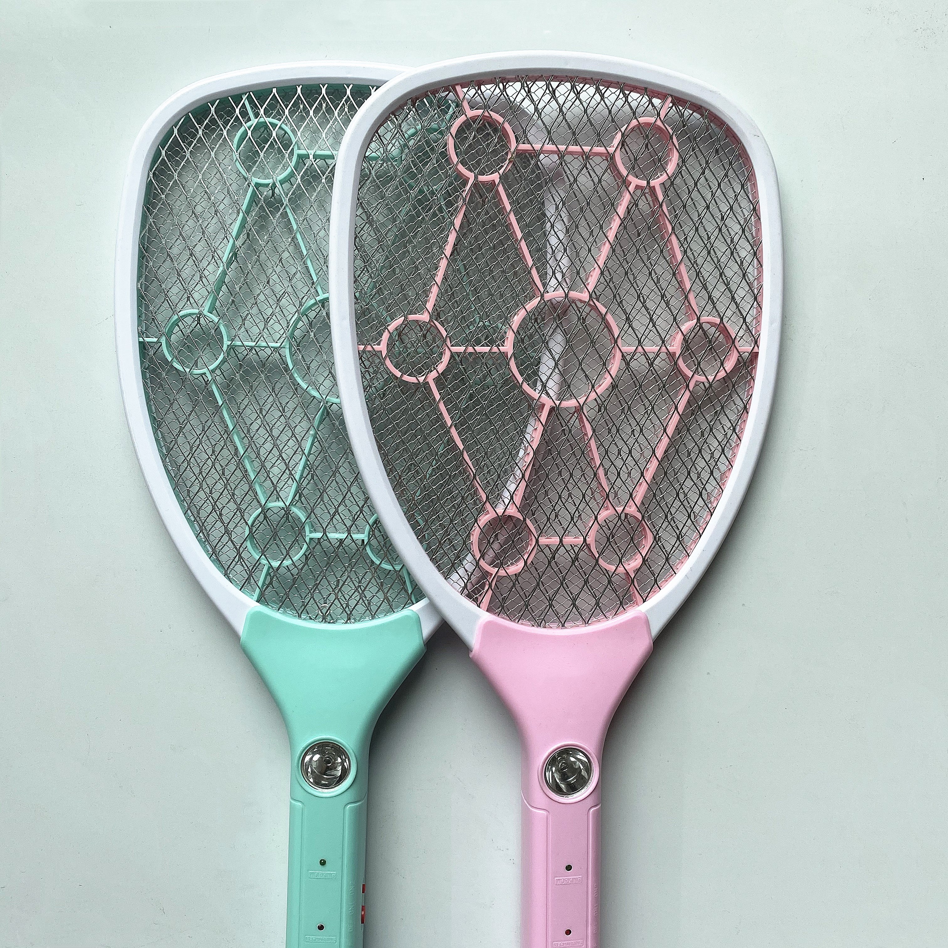 2021 ABS rechargeable fly swatter with LED light insect control electronic bug zapper round/flat plug