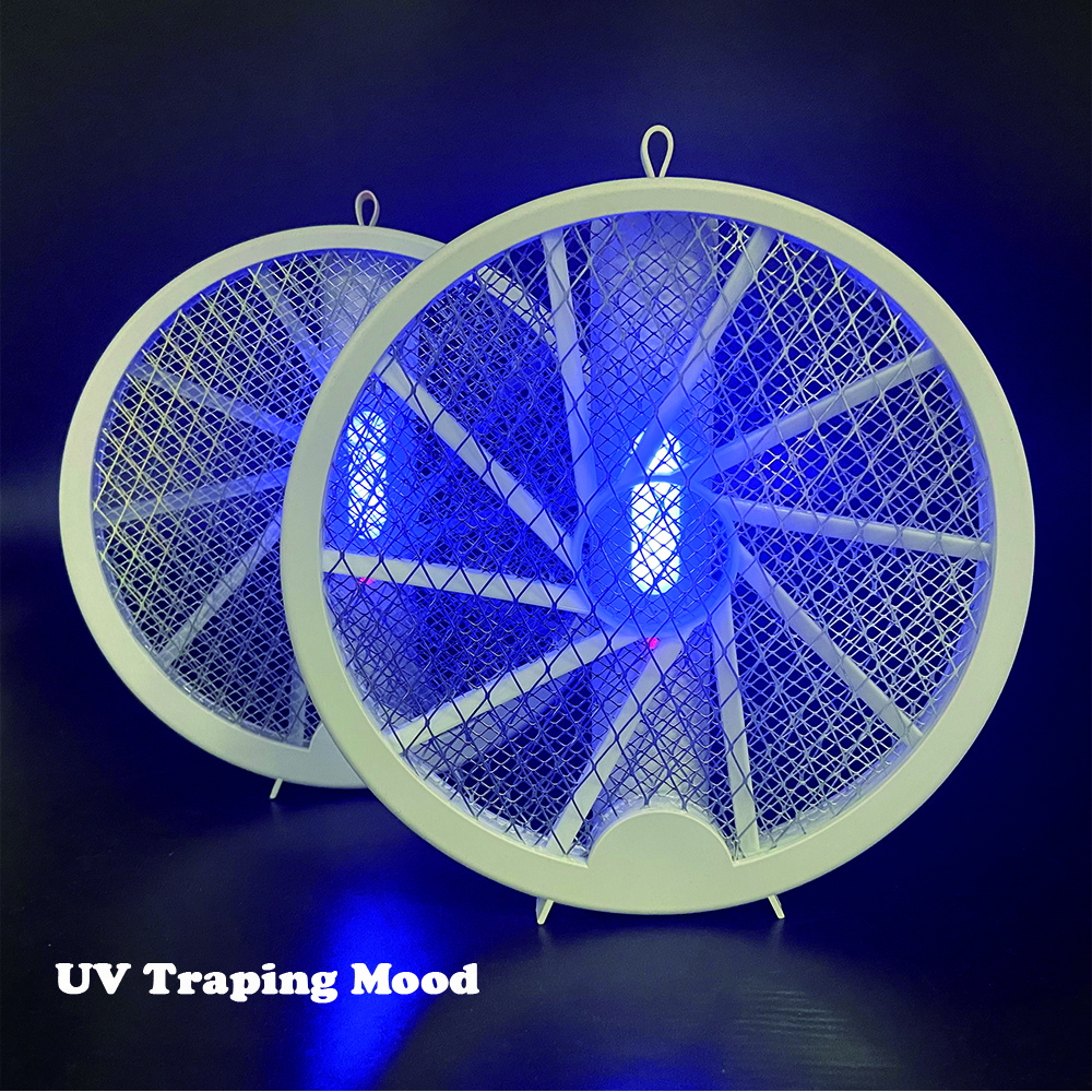 2023 foldable mosquito racket with uv light rechargeable mosquito swatter insect control bat with  lithium battery