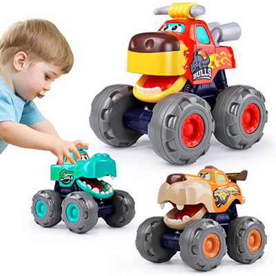 Kids Gift Car Crocodile Friction Powered Bull Pull Back Leopard Big Wheel Animal Toy Monster Truck