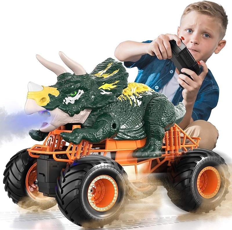 Remote Control Dinosaur Car for Boys Kids 2.4Ghz RC Dinosaur Truck Toys for Toddlers Electric Hobby RC Car Toys Triceratops