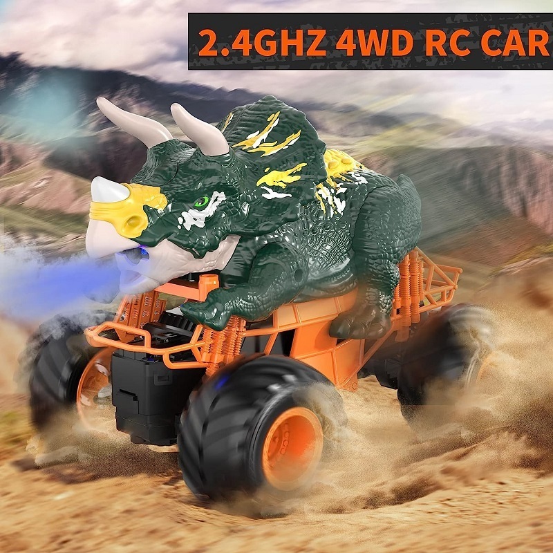 Remote Control Dinosaur Car for Boys Kids 2.4Ghz RC Dinosaur Truck Toys for Toddlers Electric Hobby RC Car Toys Triceratops