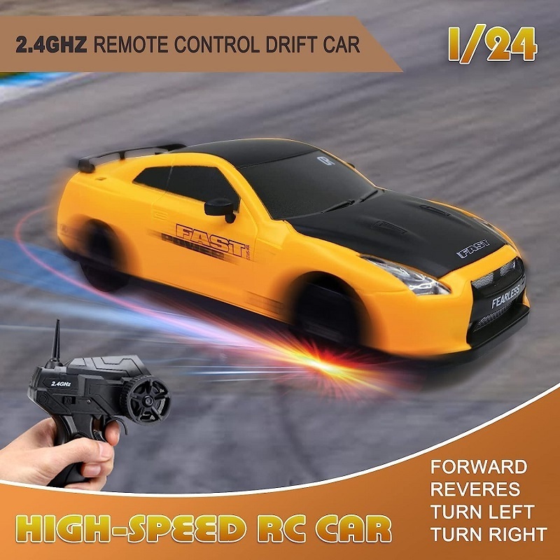 1:24 Scale 4WD High Speed with LED Lights Batteries and Drifting Tires Racing Sport Toy Cars for Adults Boys Girls Kids Gift