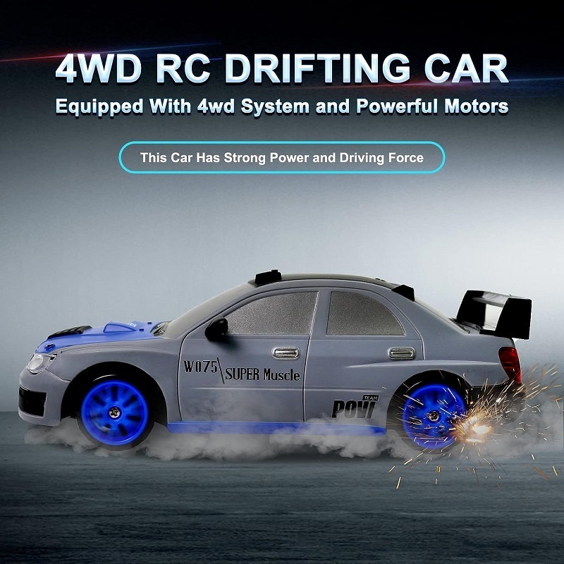 1:24 Scale 4WD High Speed with LED Lights Batteries and Drifting Tires Racing Sport Toy Cars for Adults Boys Girls Kids Gift