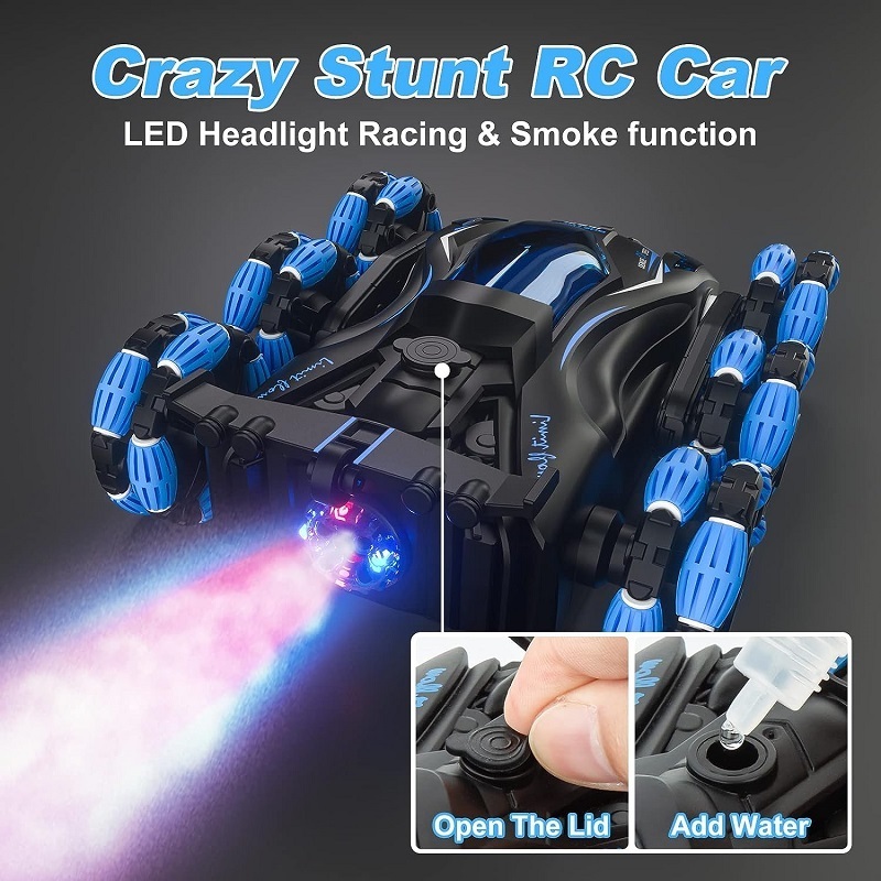 Remote Control Car 2.4GHz 6 Wheels Racing Cars 360 Rotating RC Trucks with Lights Spray Mist Real Sounds RC Crawler Toy Cars