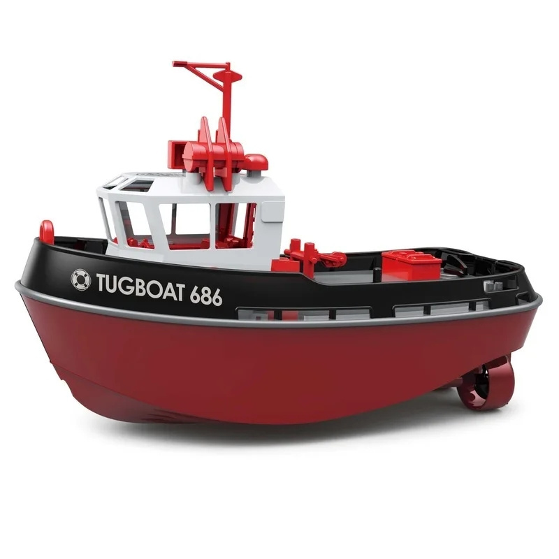 Remote Control Tugboat 1:72 Simulation Red Fire Boat 2.4g Toy Model Decorated Fishing Boat Children's Christmas Birthday Gift