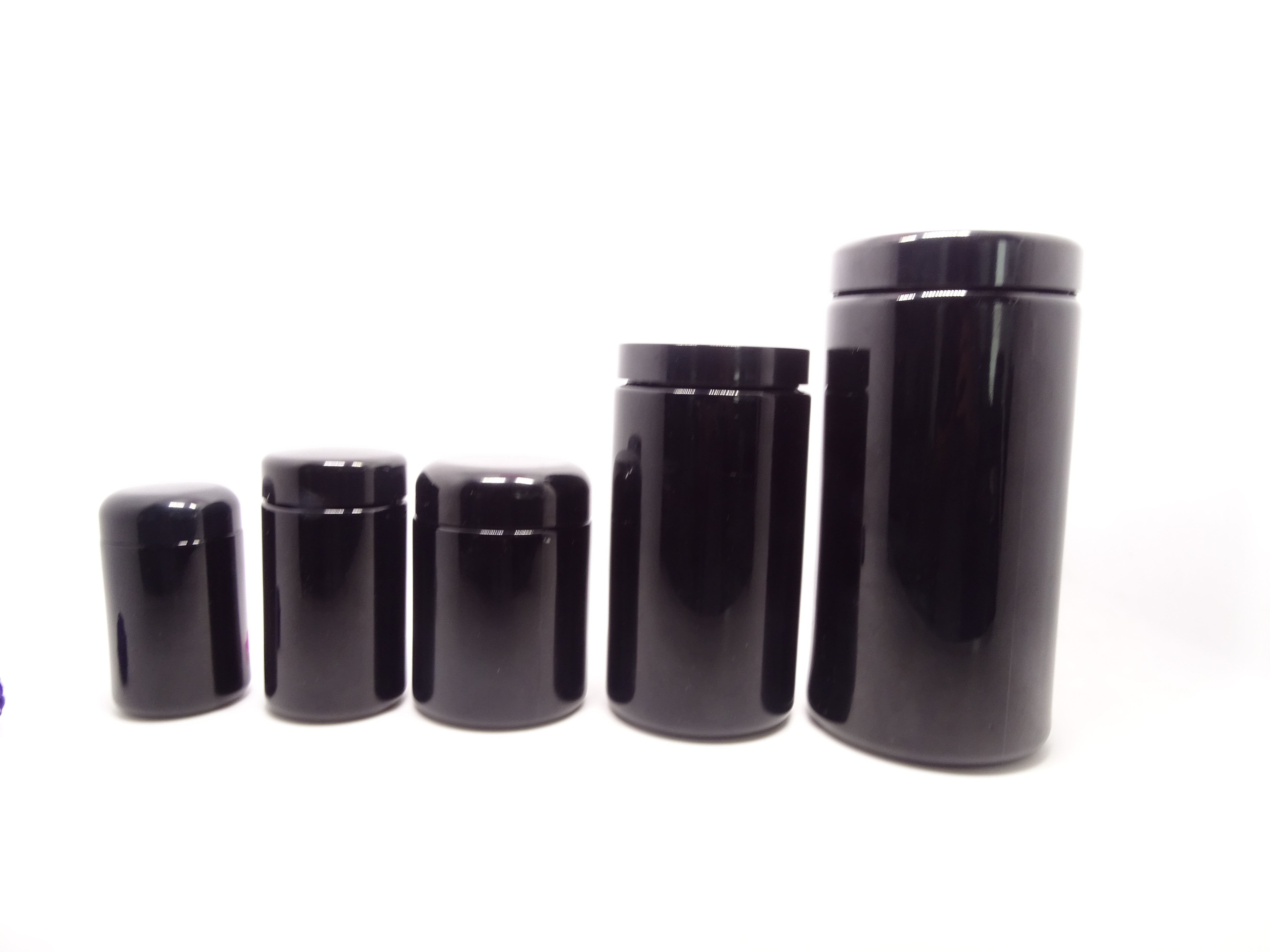 5ml 15ml 30ml 50ml 100ml 150ml 200ml 250ml black Dark uv violet glass essential oil lotion cosmetic bottle and jar