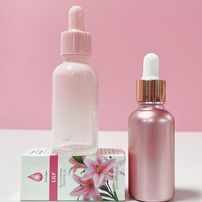 Cosmetic Packaging 30ml 50ml 100ml  Hair Oil Essential Oil Perfume Pink Rose Gold Glass Dropper Bottle For Skin Care Packaging