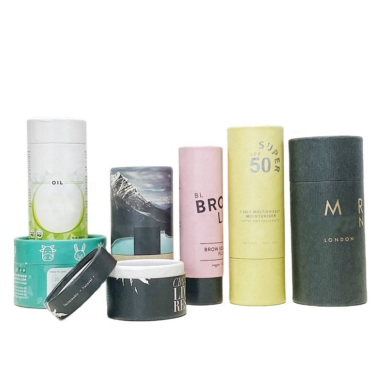 Biodegradable Cylinder Paper Tube Skincare Cosmetic Packaging Kraft Paper Core Tube Round Cardboard Boxes