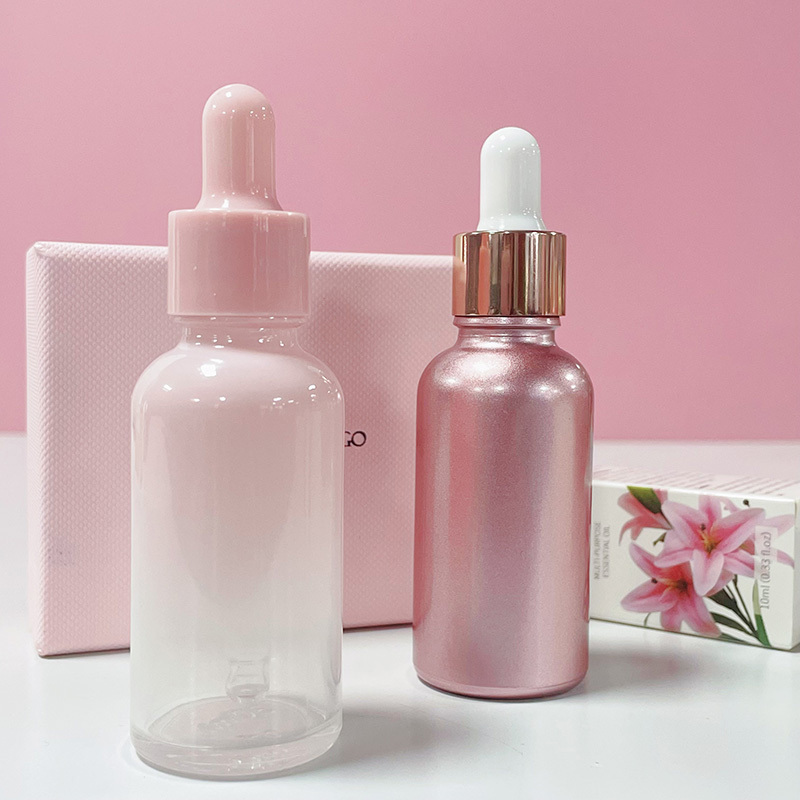 Cosmetic Packaging 30ml 50ml 100ml  Hair Oil Essential Oil Perfume Pink Rose Gold Glass Dropper Bottle For Skin Care Packaging