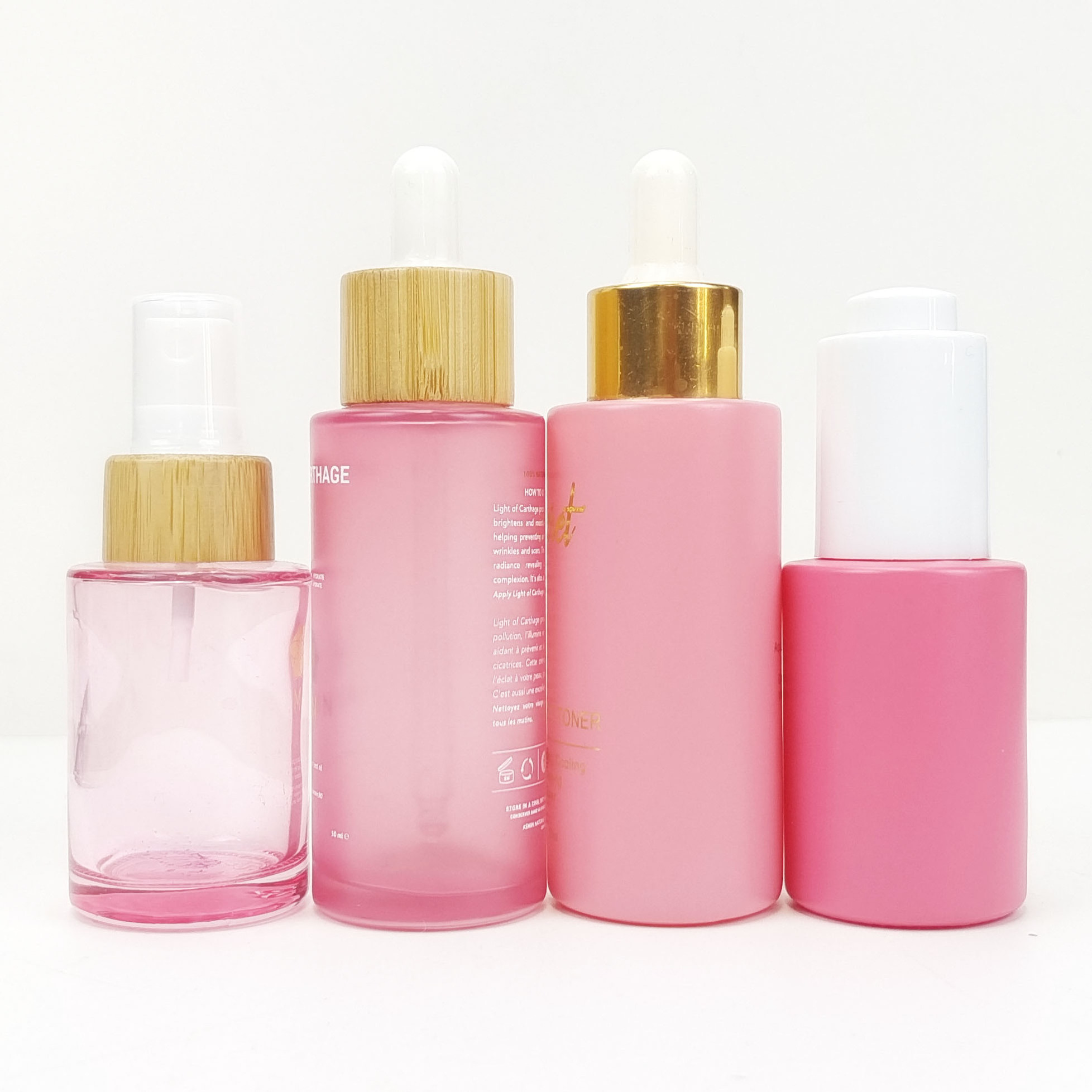 Custom Pink Plastic Cosmetic Packaging Dropper Bottle For Skincare Face Serum Hair Oil 30ml