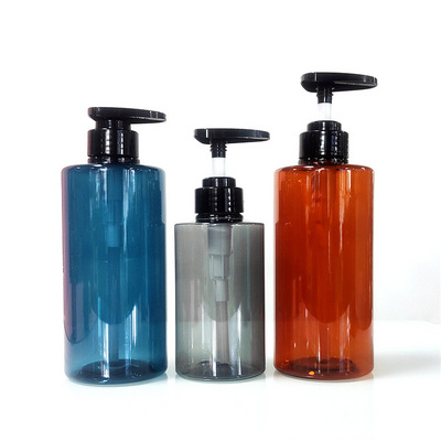 Brand New Product PET plastic 300ml 500ml amber blue gray lash shampoo and conditioner bottles