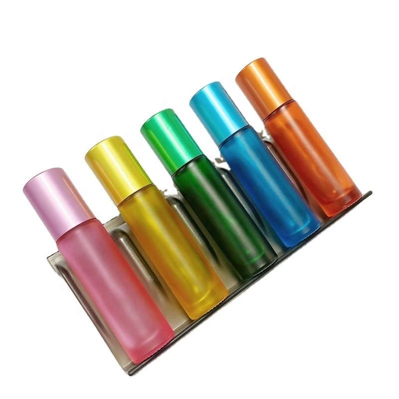 wholesale custom 5 ml mini rainbow color perfume roll on bottle biodegradable glass round bottles