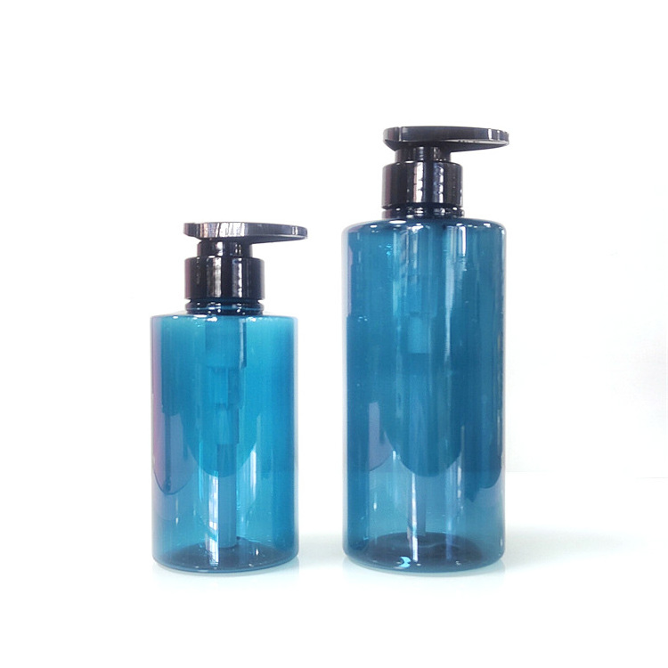 Brand New Product PET plastic 300ml 500ml amber blue gray lash shampoo and conditioner bottles