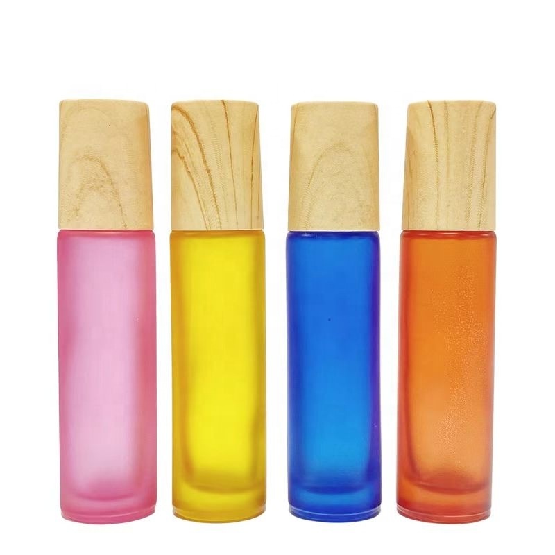 wholesale custom 5 ml mini rainbow color perfume roll on bottle biodegradable glass round bottles