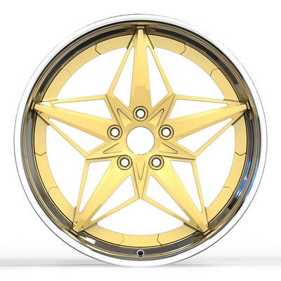 Best Custom 20 22 24 Inch 5x112 5 x 115 5x120 5-120.7 6x139 2 Pice 22" Rucci Staggered Gold Forgiato Wheels