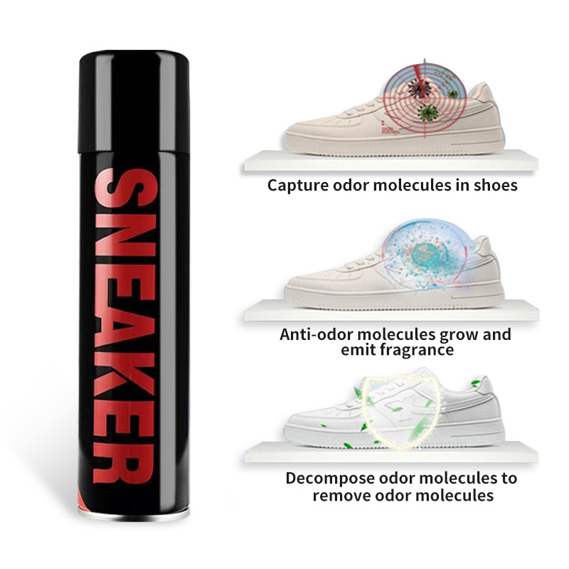 Lightly scented, non-stinging shoes, socks and shoe cabinet deodorizing anti-bacterial shoe deodorizing spray