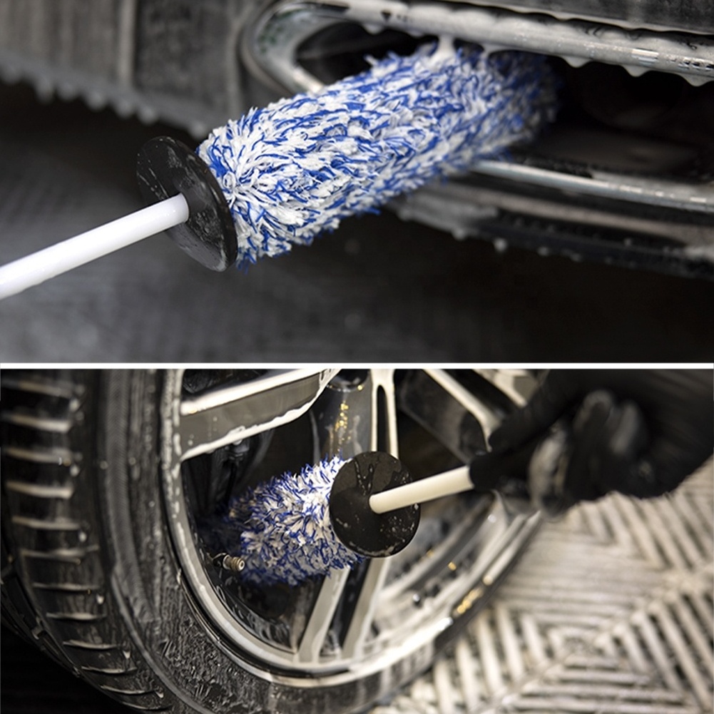 XE AUTO TIGER Blue Black Microfiber Car Tire Wheel Hub Washing Cleaning Detailing Brush For Auto Care