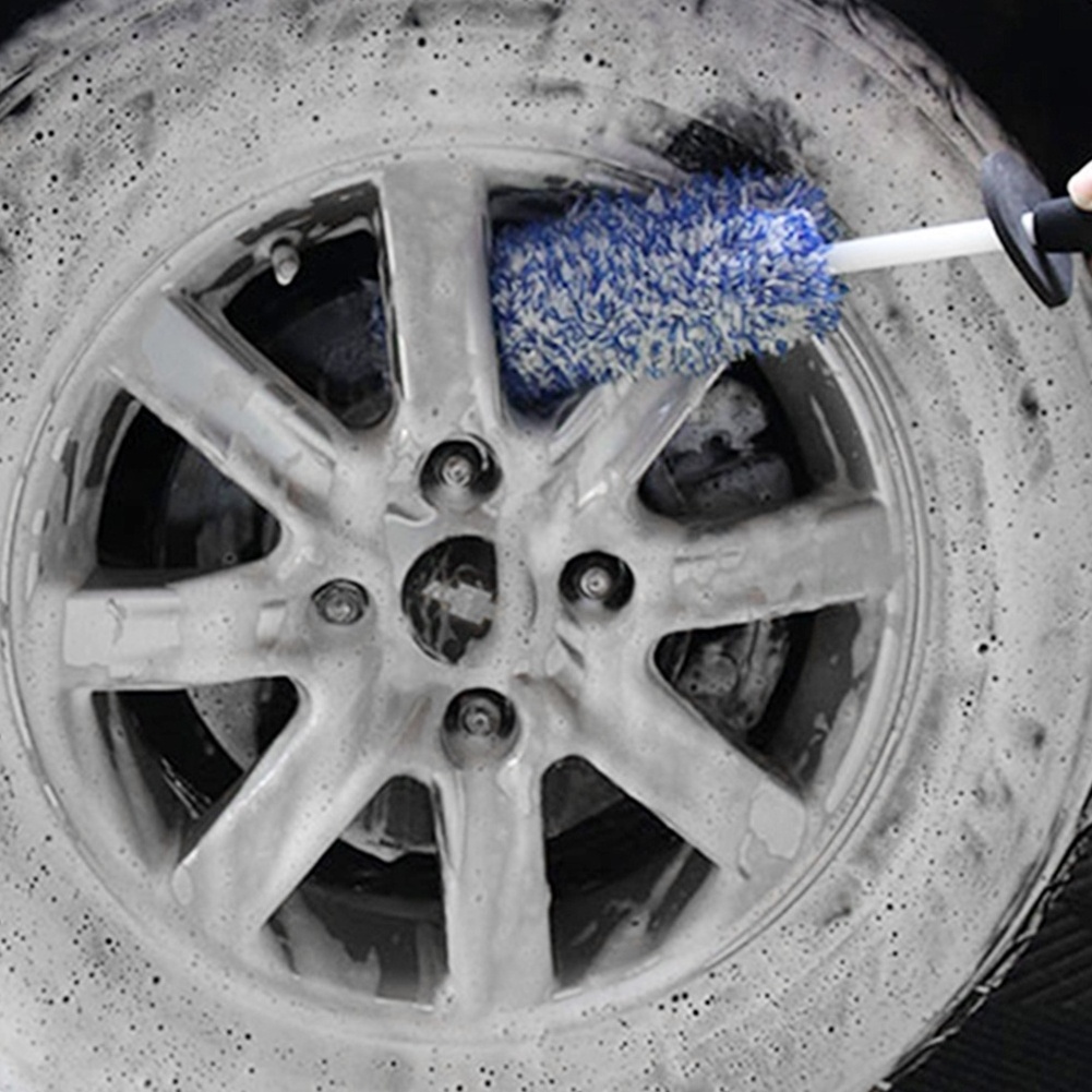 XE AUTO TIGER Blue Black Microfiber Car Tire Wheel Hub Washing Cleaning Detailing Brush For Auto Care