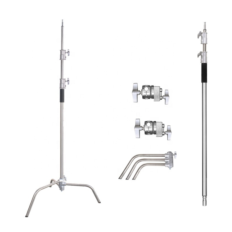 Stainless Steel Heavy Duty C Stand 1.5-3.3 Meters Adjustable Photographic Sturdy Tripod for Reflectors Softboxes