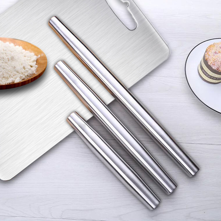 40CM Stainless Steel Rolling Pin Non Stick Rolling Pin White Frenchcake Rolling Pin