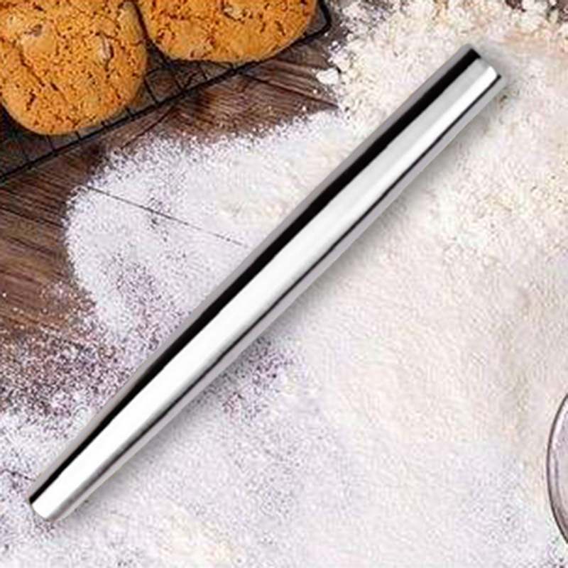 40CM Stainless Steel Rolling Pin Non Stick Rolling Pin White Frenchcake Rolling Pin