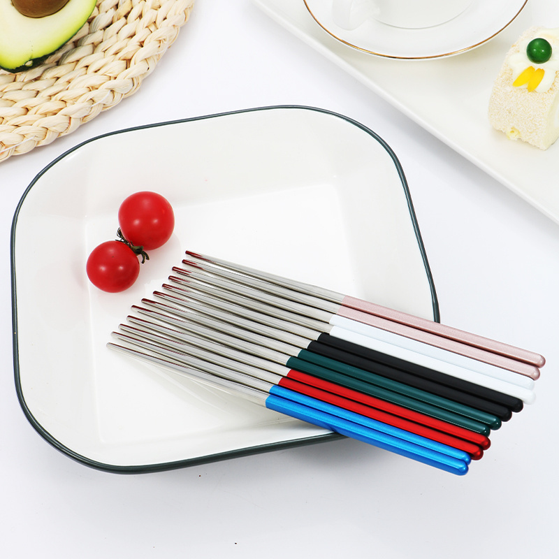 5 Pcs Set Wholesale Color Spray Paint Dinner Knife Fork Tea Spoon Chopsticks Stainless Steel Portable Cutlery Set