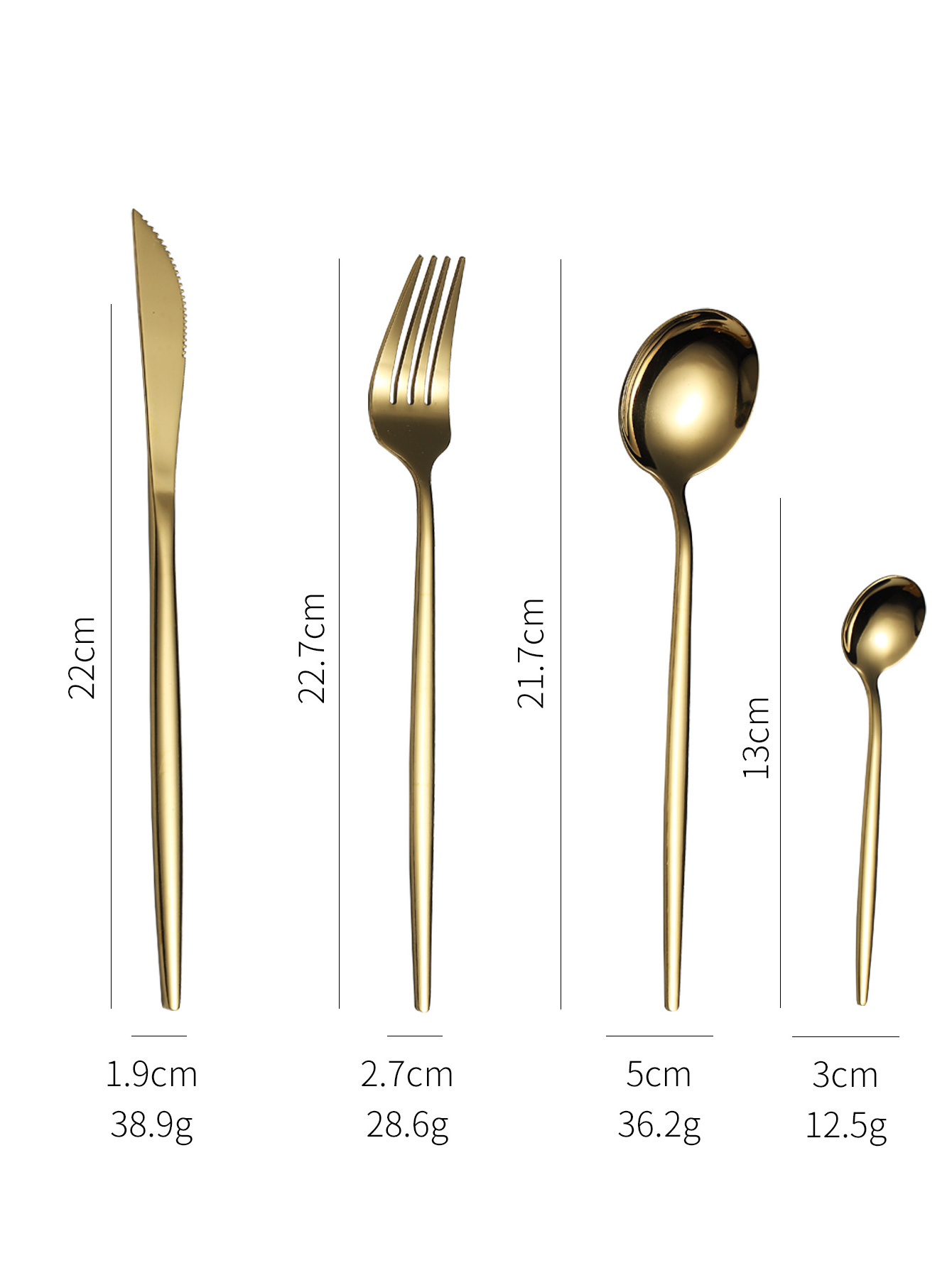 24PCS Customized Portuguese Hot Style Elegant Tableware Gold Plated Stainless Steel Spoon And Fork Set Cutlery