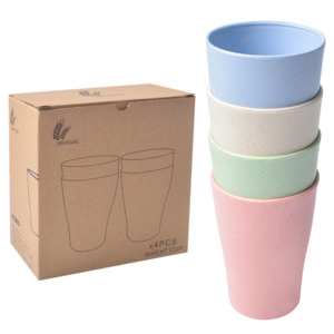 2022 Hot Sale Unbreakable Eco-Friendly Biodegradable Reusable Wheat Straw Drinking Cup Set