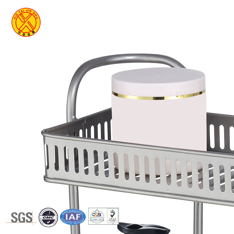 China supplier no drilling aluminium standing 2 tiers bathroom kitchen storage rack