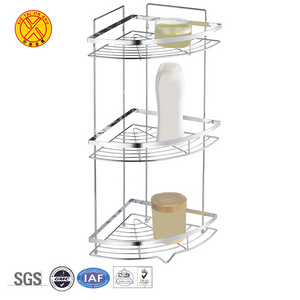 Factory price shampoo rack corner storage 3 tier metal bathroom shower shelf