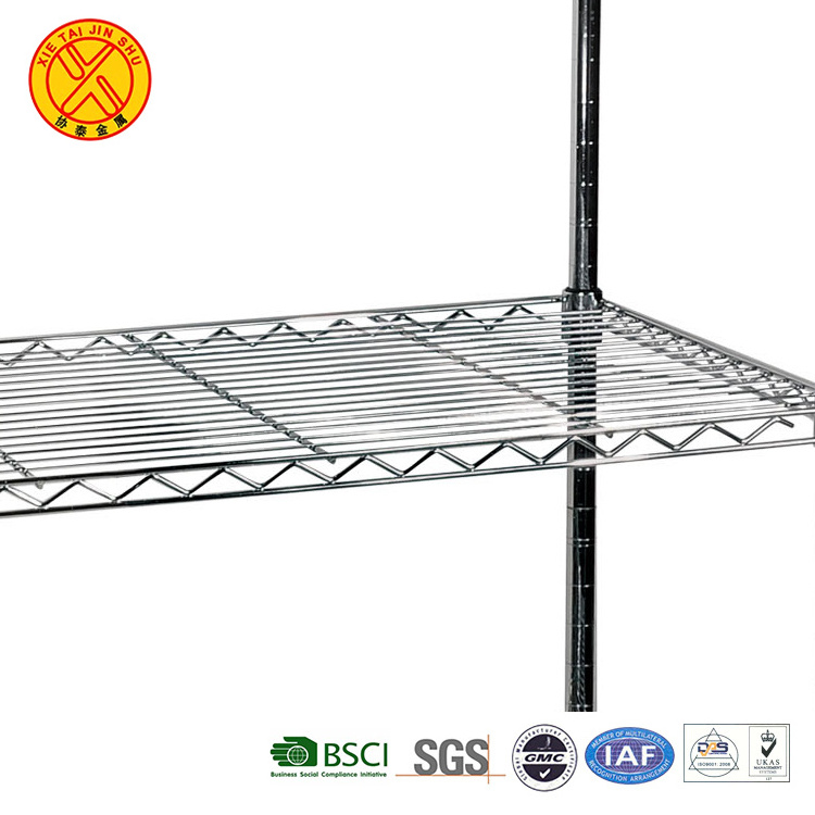 China Supply Wire Shelving Rack Shelving Unit Metal Wire Shelf Stainless Steel 4 Tier Chrome Wire Shelving