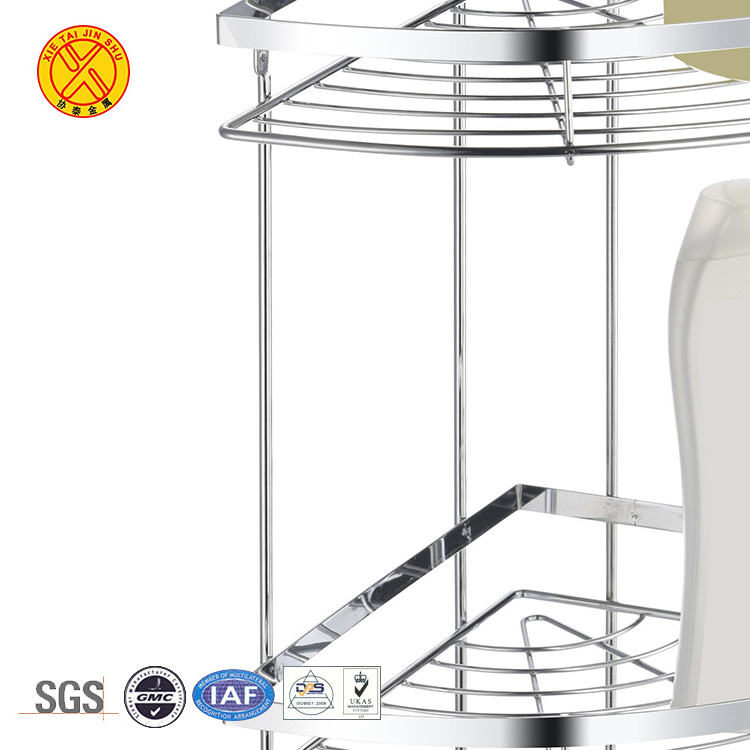 Most popular stainless steel metal wall shampoo storage organizer 3 Tier bathroom corner rack bathroom shower shelf