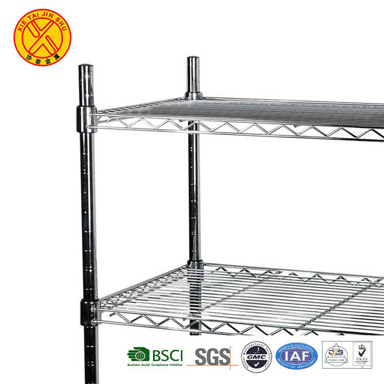 Customized 4 tier metal wire mesh storage shelving shelf unit