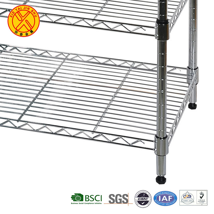 Customized 4 tier metal wire mesh storage shelving shelf unit