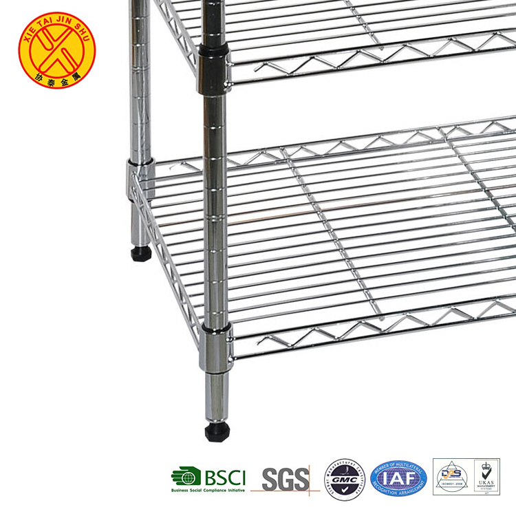 Customized 4 tier metal wire mesh storage shelving shelf unit