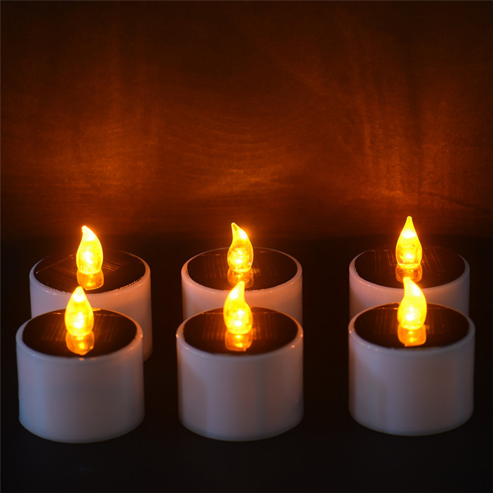 OEM 5.2 * 5.9cm Solar Powered LED Electronic Candle Battery Wedding Decor Romantic Warm White Tea Light