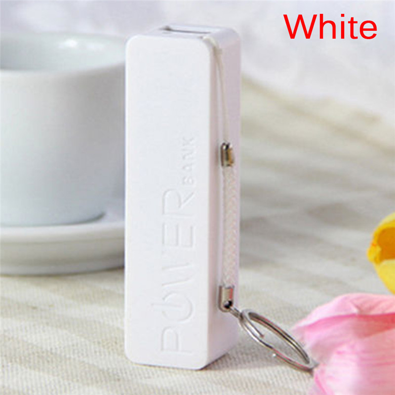 Free Ship Portable USB External Power Bank Case Pack Box 18650 Battery Charger 2600mAh No Battery Powerbank With Key Chain