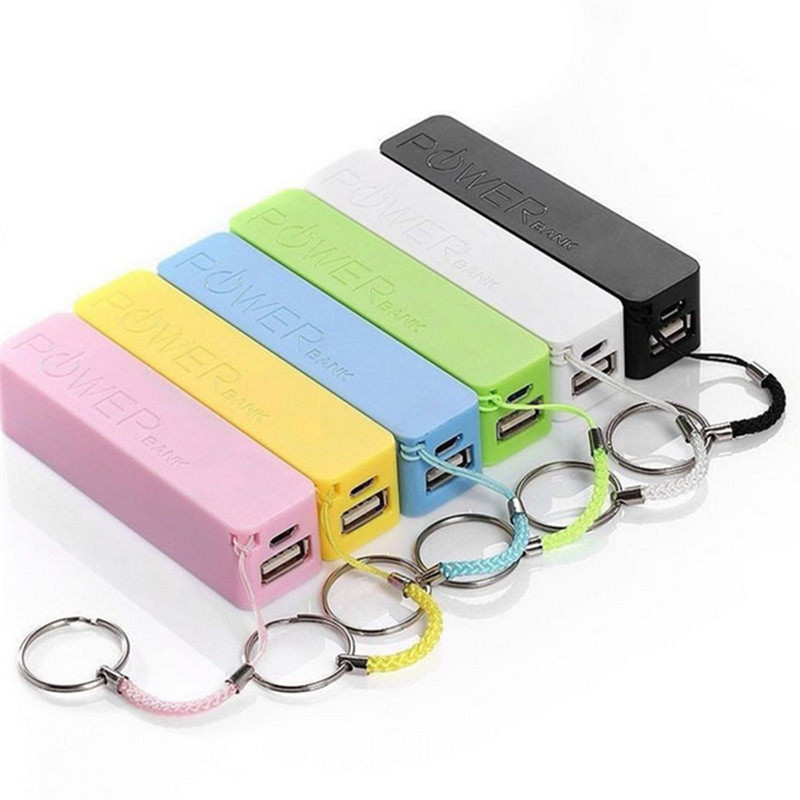 Free Ship Portable USB External Power Bank Case Pack Box 18650 Battery Charger 2600mAh No Battery Powerbank With Key Chain