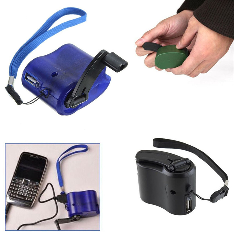 Free Ship Mobile Phone Emergency Power USB Hand Crank Charger Electric Generator Universal Mobile Charge Hand Dynamo Charging OEM