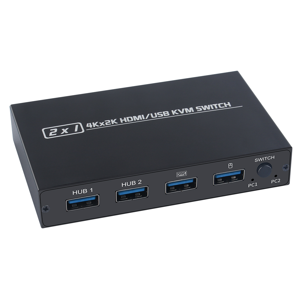 Support HD 2K*4K AIMOS AM-KVM 201CL 2-in-1 HD/USB KVM Switch 2 Hosts Share 1 Monitor/Keyboard& Mouse Set KVM Switch