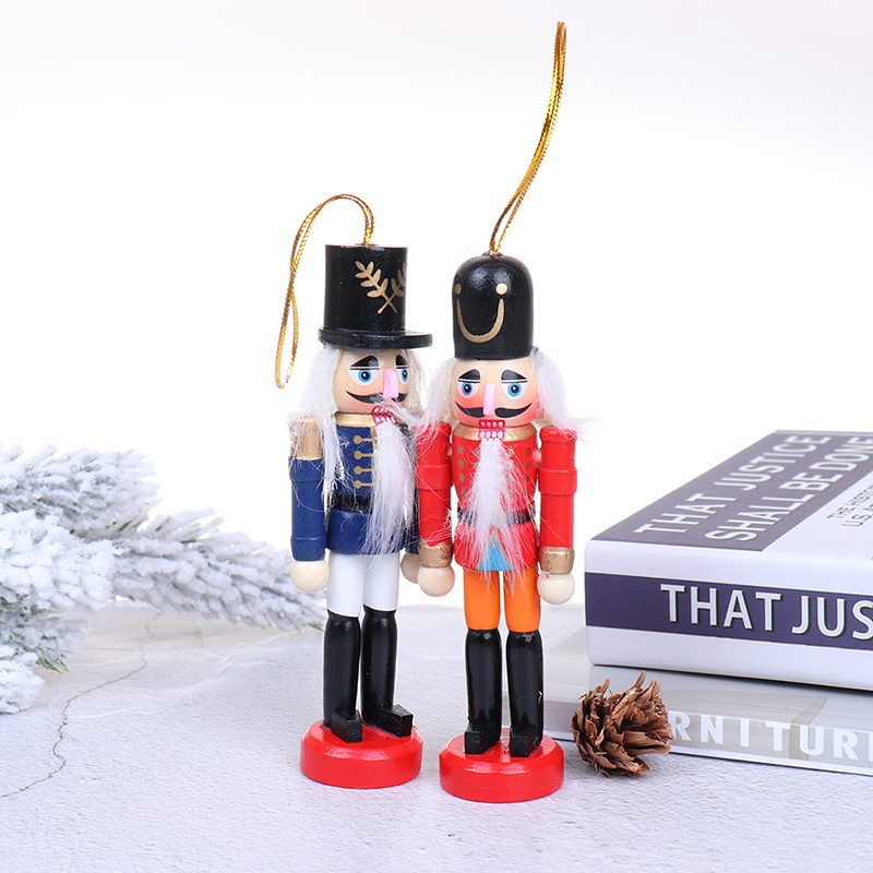 OEM 1PCS 12cm Nutcracker Puppet Desktop Decor Christmas Ornaments Cartoons Drawing Walnuts Soldiers Band Dolls Nutcracker Miniatures